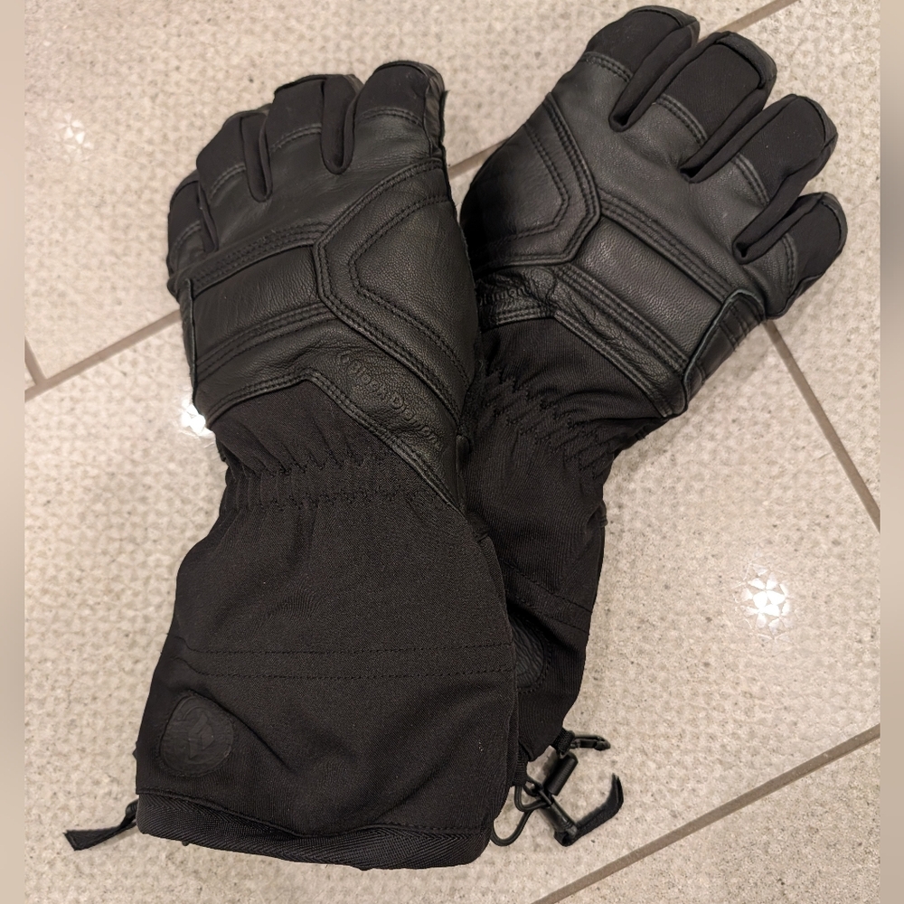 Mens Black Diamond Leather Winter Gloves, Size Medium